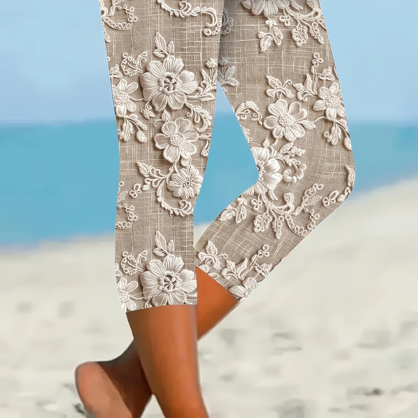 TEMU Directional Development Trendy Print Stretch Leggings Capri Pants