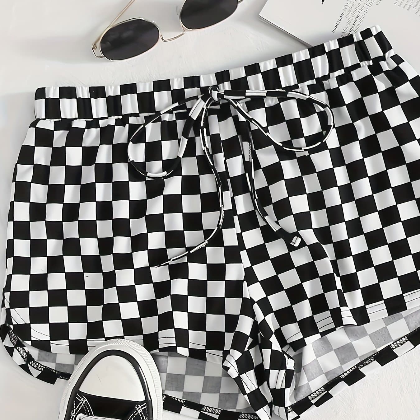 TEMU Women's Fashion Print Elastic Waist Shorts