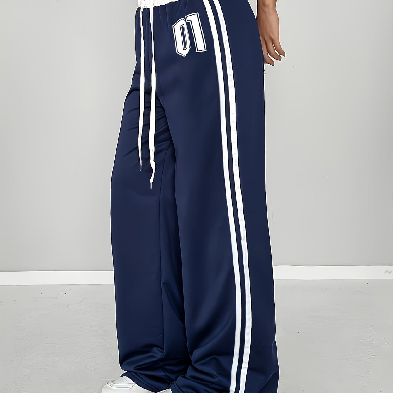 TEMU Spring/summer Belt Casual Athletic Street Vintage Style Loose Athletic Pants