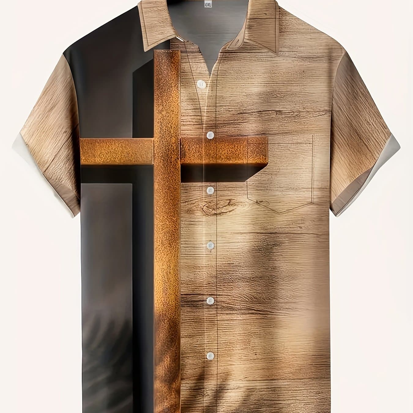 TEMU Fashion Pattern Men's Casual Short Sleeve Shirt, Suitable Wear