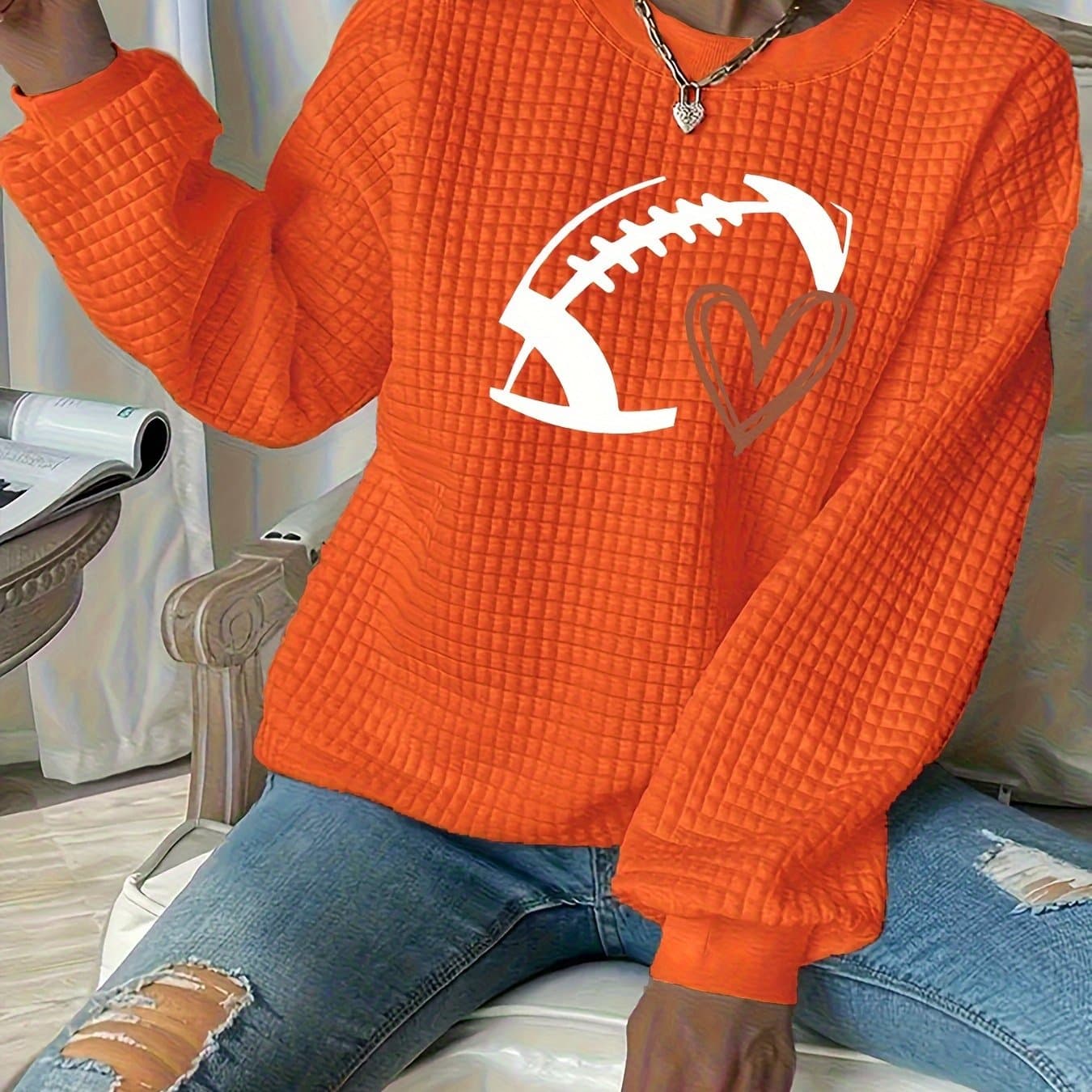 TEMU Plus Size - Plus Size - Plus Size Women's Waffle Casual Sweatshirt