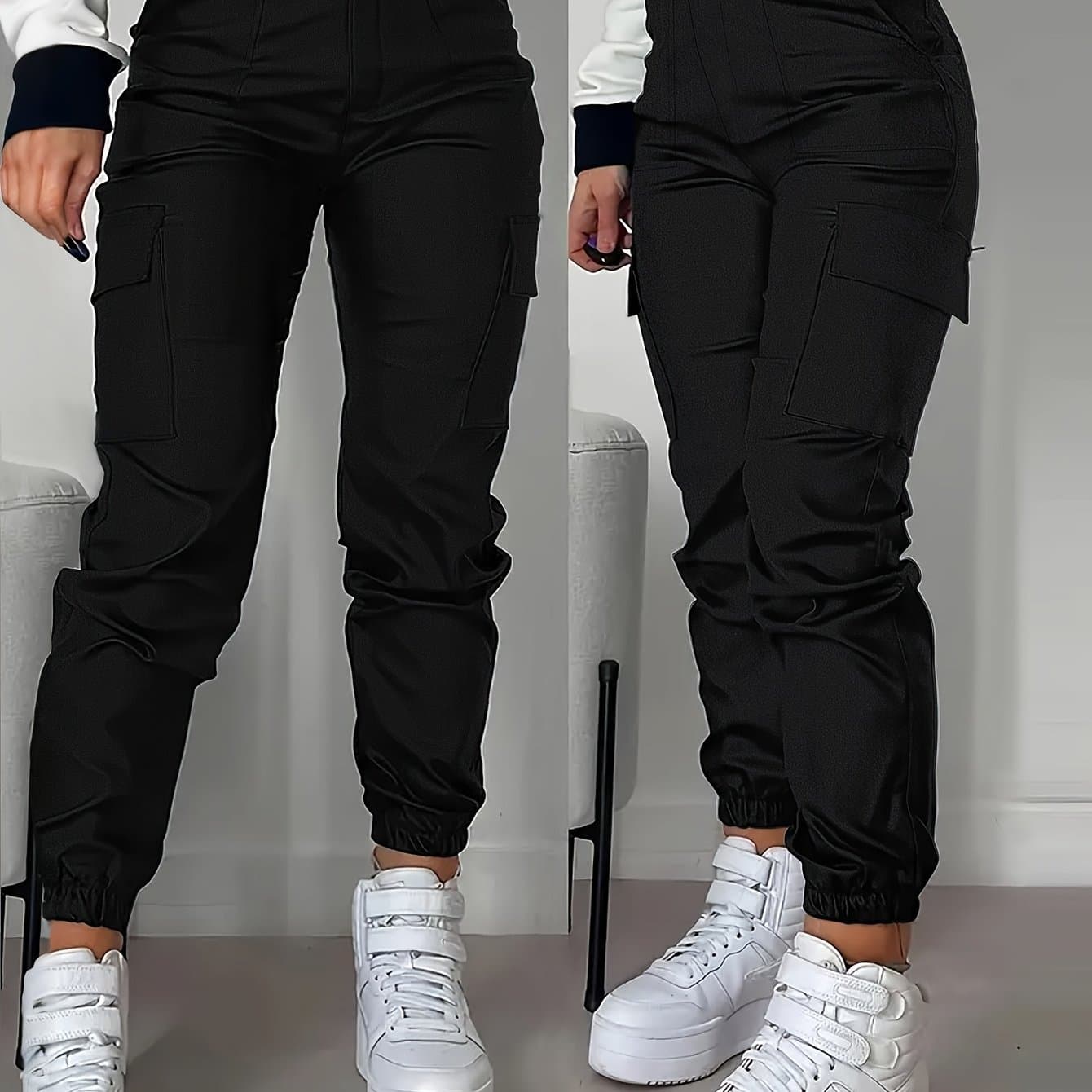 TEMU French Hot Multi- All-match Elastic Zipper Joggers
