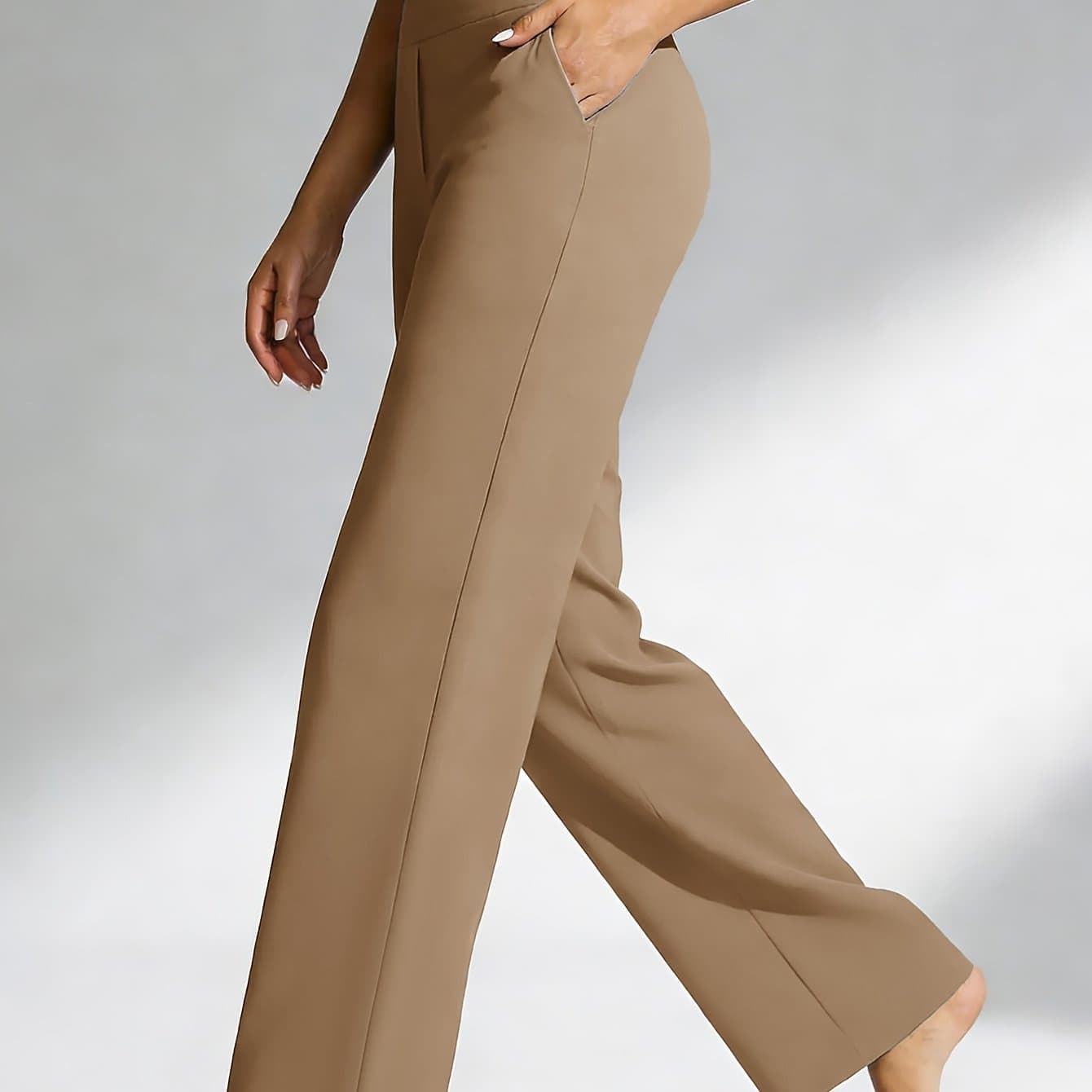 TEMU 1pc -waisted Casual Pants, With Pockets And Stretch For Ladies, Straight-leg Pants For Women, Fashionable Yoga Sportswear For Ladies, Yoga Pants For Women