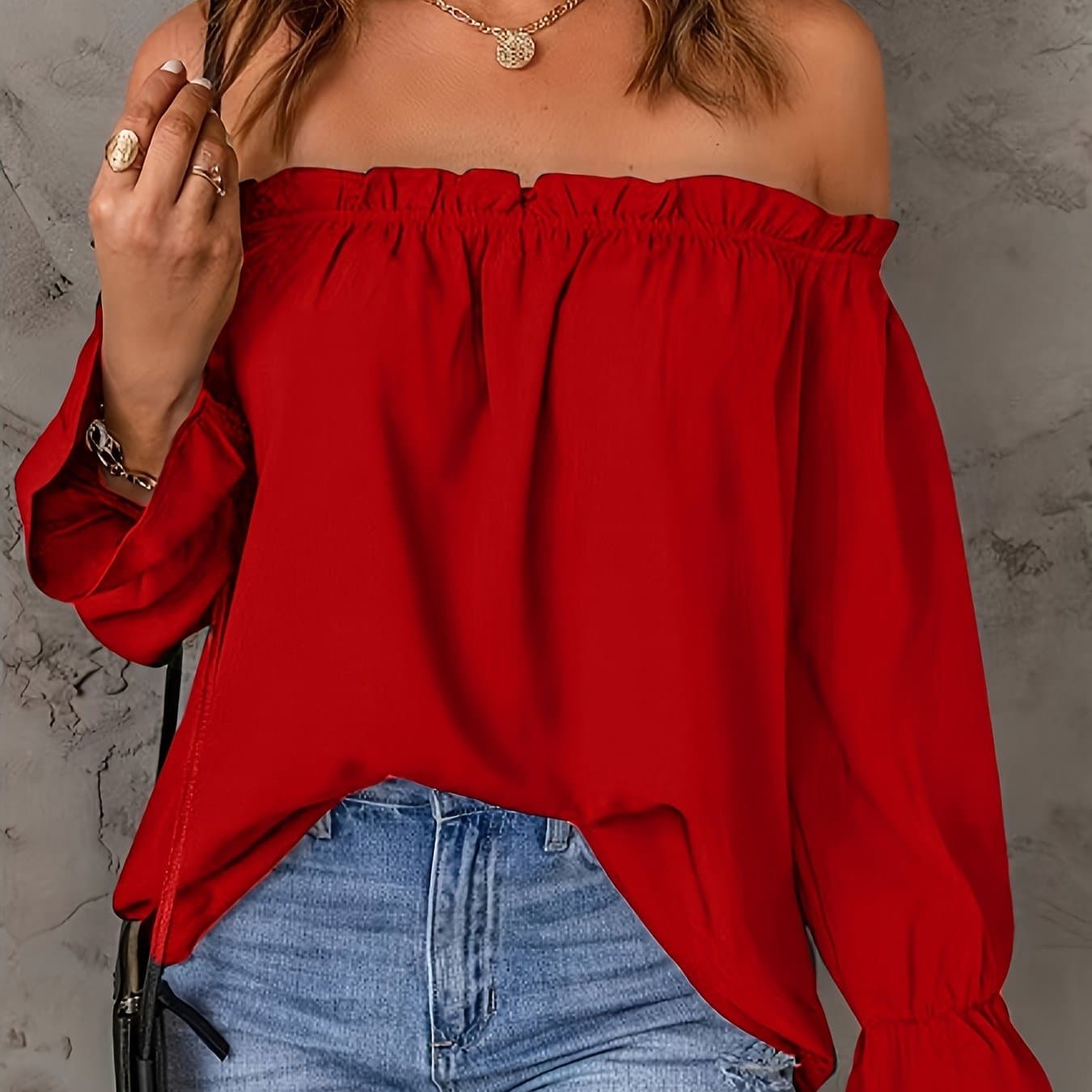 TEMU European And American Off-the-shoulder Top, Spring/autumn Shirt - Development