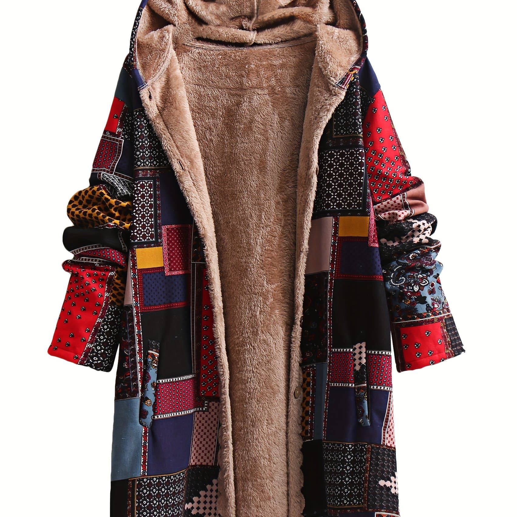 TEMU Women's Hooded Sweatshirt Warm Plush Jacket Large Size