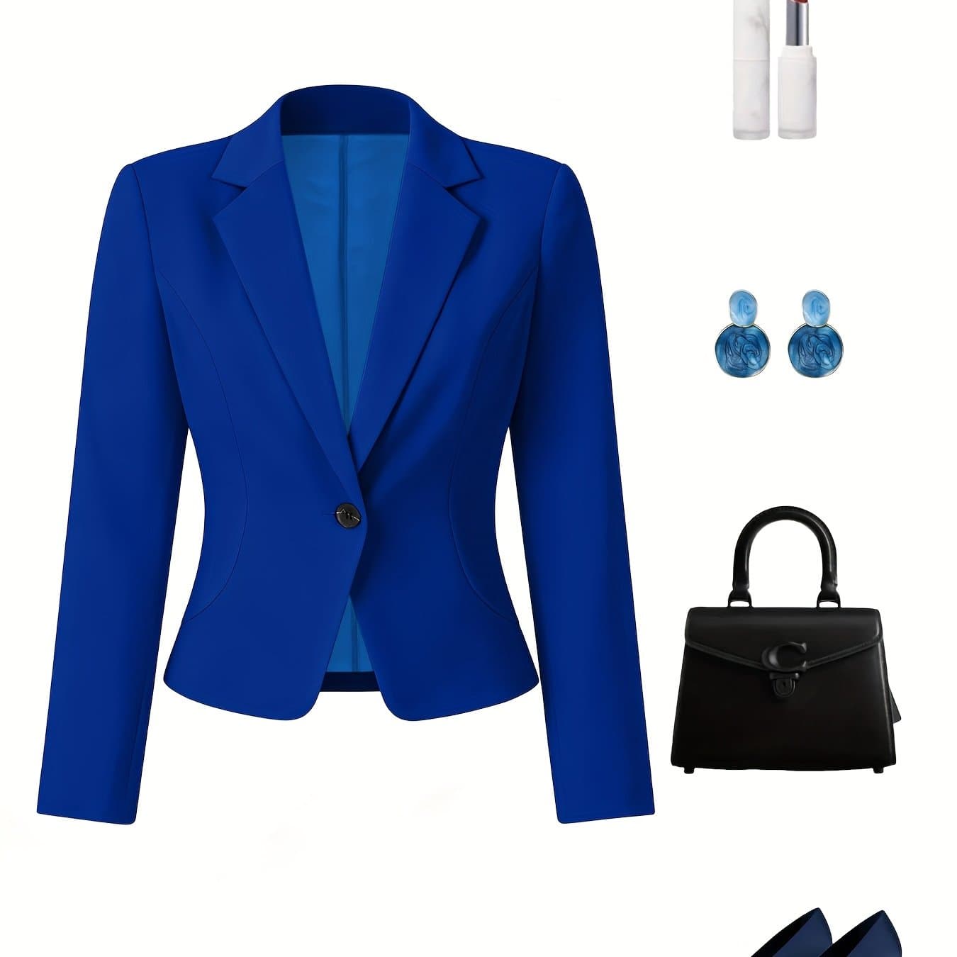 TEMU Spring And Autumn Temperament Elegant Commuting Versatile Buttons Ladies Blazer Tops
