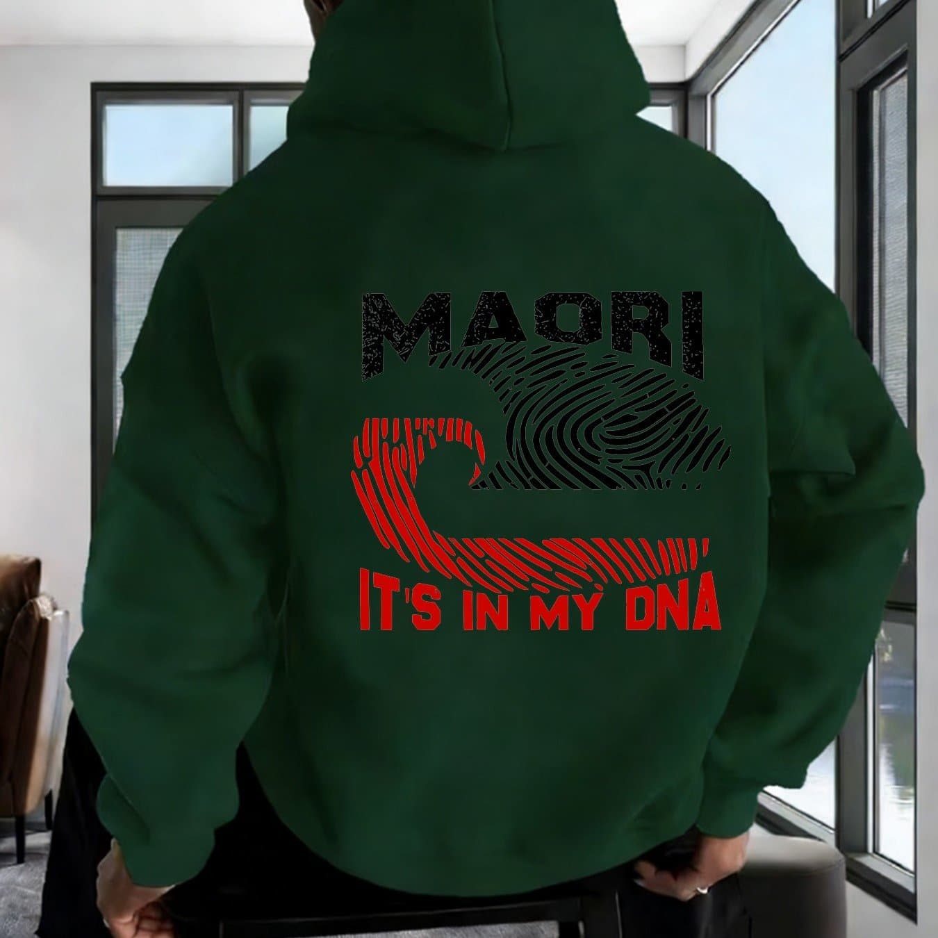 TEMU Men's Hoodie Featuring Maori Cultural Prints, Casual Streetwear