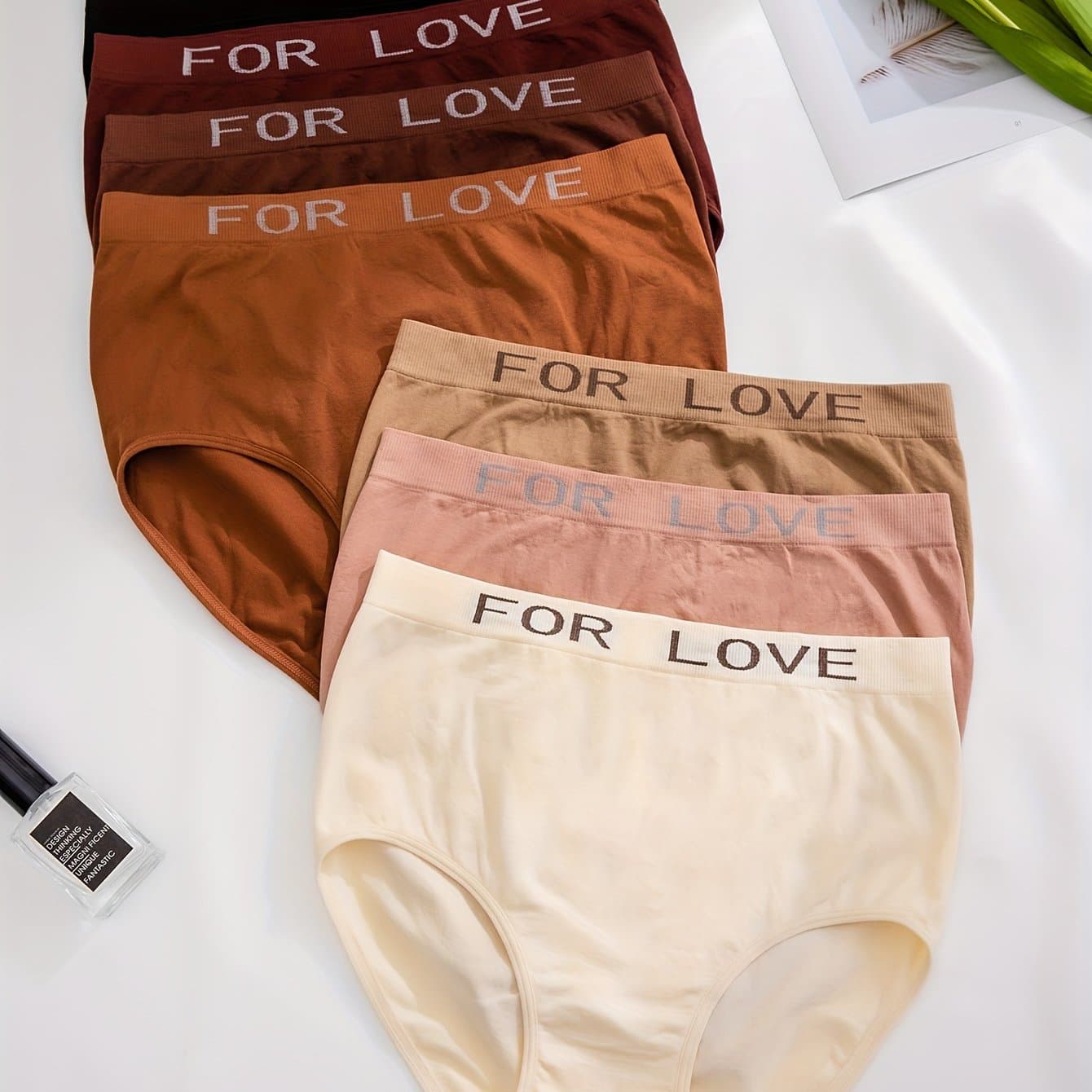 TEMU 7-pack Seamless Letter Print Women's High-waisted Panties