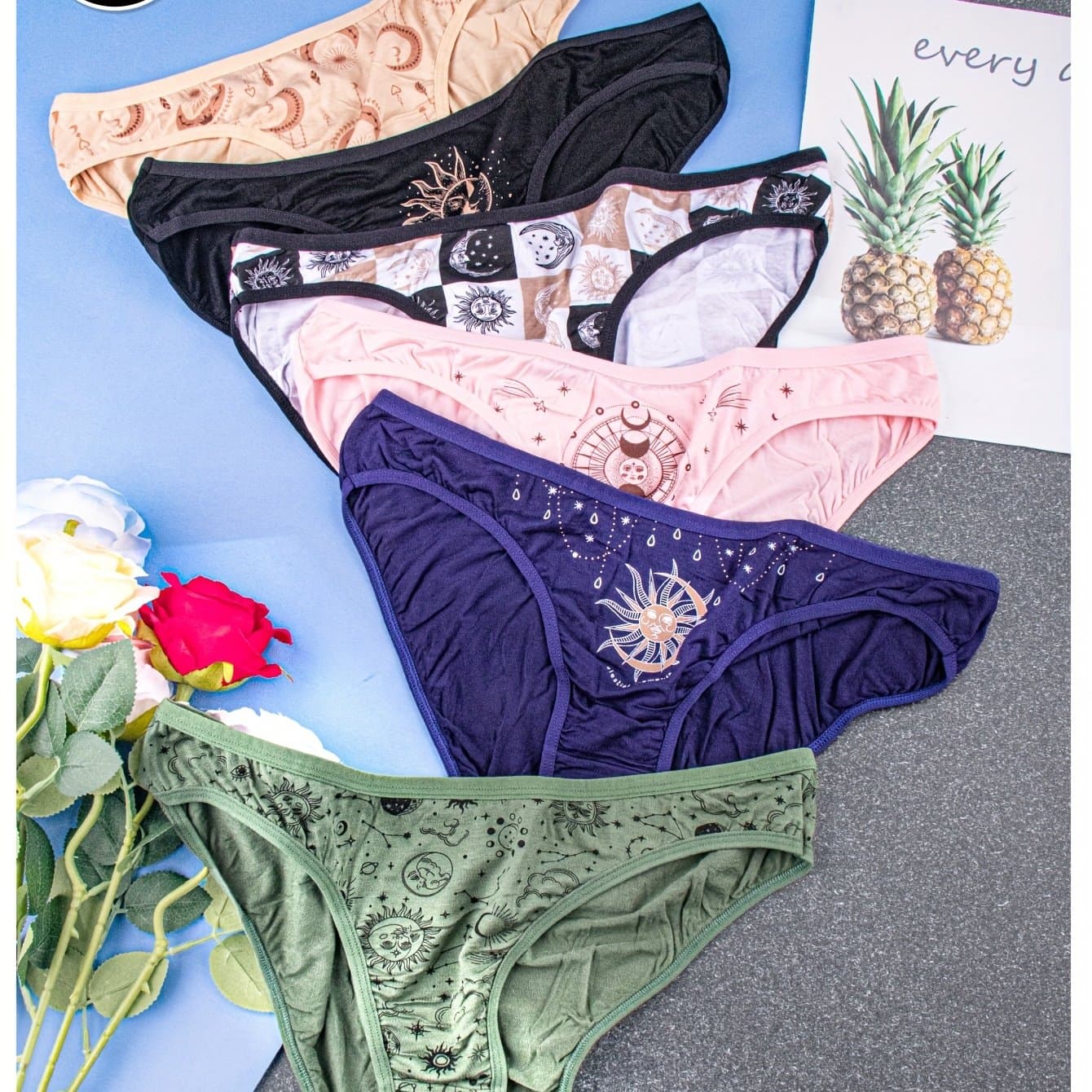 TEMU 6 Women's Plus-size Low-rise Briefs With High Hips Printed, Casual Comfy Breathable Panty For Daily Wear, Soft Comfy Underwear For All