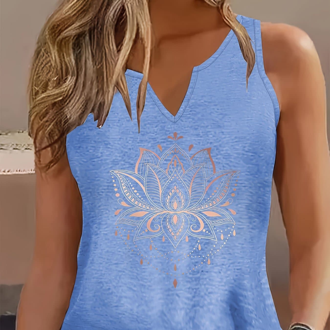 TEMU Letter Print Tank Top, Sleeveless V Neck Casual Top For Summer And Spring, Women's Clothing thumbnail 3