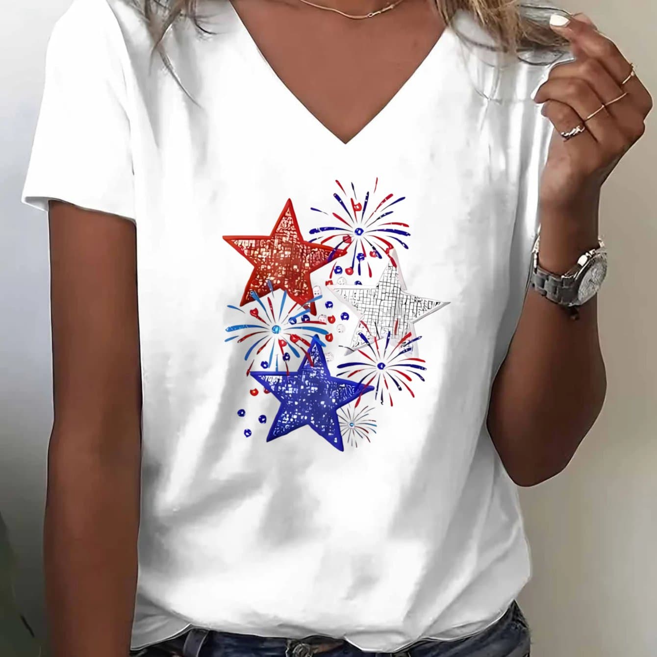 TEMU Plus Size, Everyday V-neck T-shirts Are Suitable For Daily Life And Casual , Making Them The For Gifting To