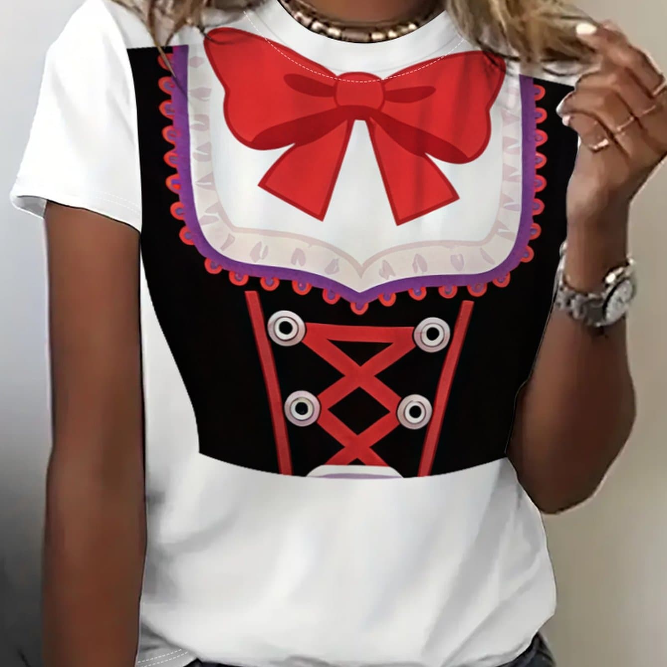 TEMU Graphic Print T-shirt, Short Sleeve Crew Neck Casual Top For Summer & Spring, Women's Clothing thumbnail 2