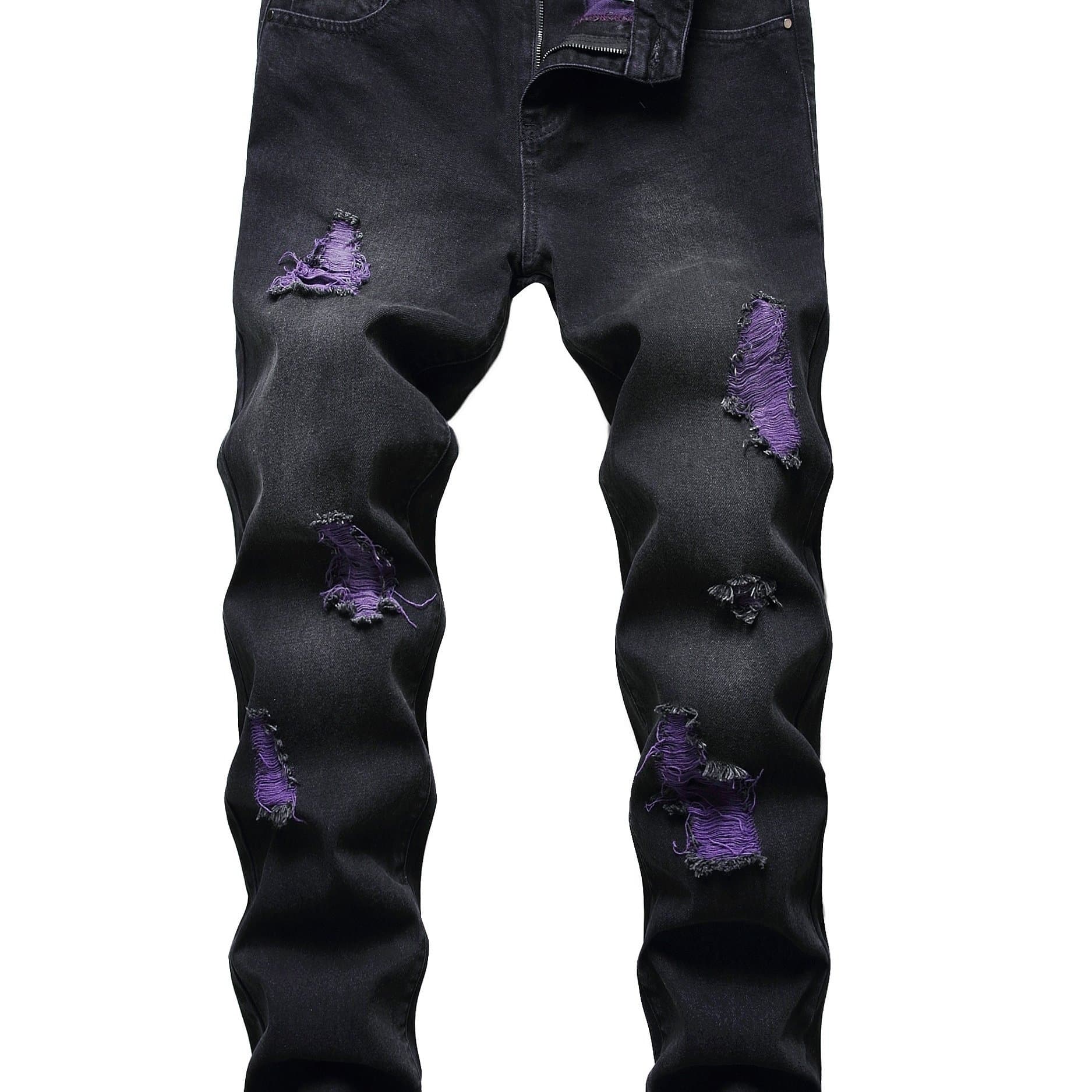 TEMU Men's Ripped Skinny Wild Jeans