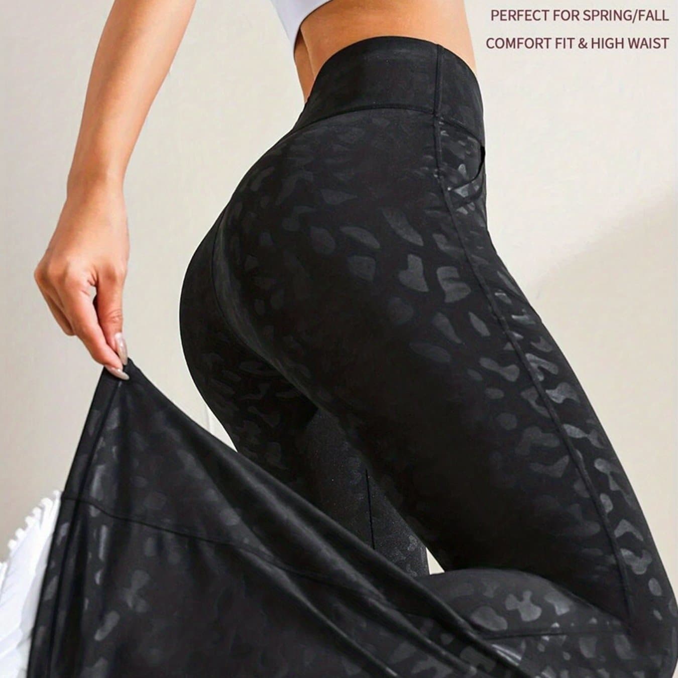 TEMU Flared Sports Pants With High-waist And -lifting Effect, Leopard Print Flared Sweatpants For Fitness, Yoga, Running, And Daily Wear. Stretchy Fabric, Comfortable And Wide-leg Pants For Women