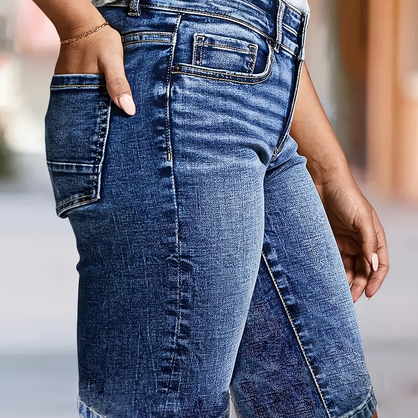TEMU Women's Denim Shorts | Elegant Bermuda Style, Double-button Design, Medium Stretch Fabric, Comfortable And Casual For Spring/summer, Versatile And Fashionable