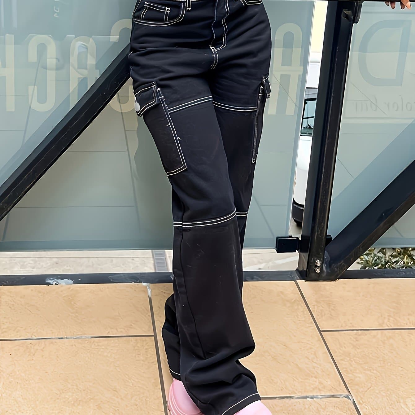TEMU Street Trend Women's Baggy Jeans With Bright Pockets
