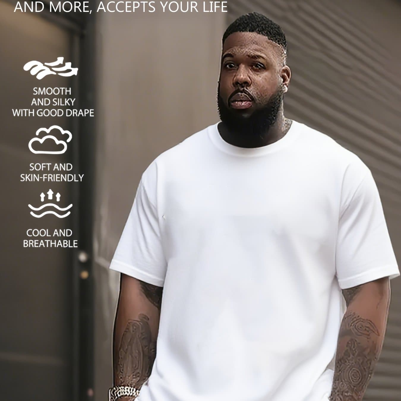 TEMU 1pc Plus Size Body Short Sleeve Tee Mens Casual Sleeve T Shirt Life , Plus Size