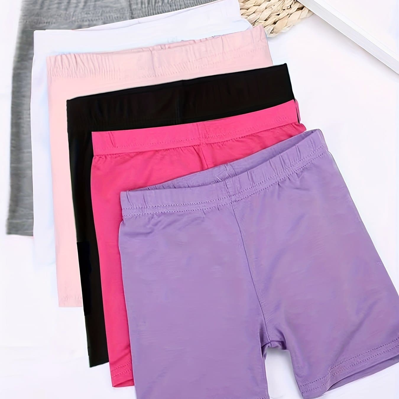 TEMU Random 6pcs Toddler Girls Biker Shorts Solid Bike Shorts Kids Under Dress Dance Safety Shorts