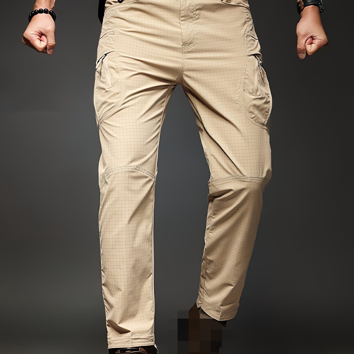 TEMU Men's Outdoor Cargo Work Pants Khaki, Utility Pants Hiking Trousers With Multi Pockets Design, High Quality Durable Utility Long Pants For Travel, Hiking, Camping, And Casual Wear, For All