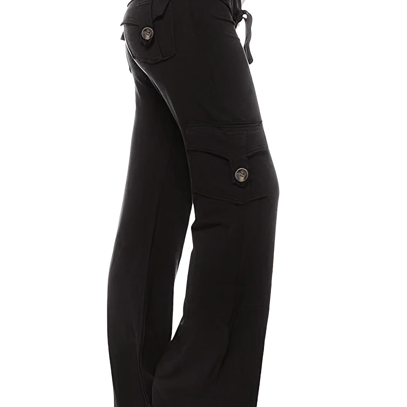 TEMU 1pc Women's Plus Size Sports Yoga Pants Fitness Casual Outdoor Travel Clamshell Pocket Wide Leg Cargo Pants Casual High Waist Loose Yoga Pants