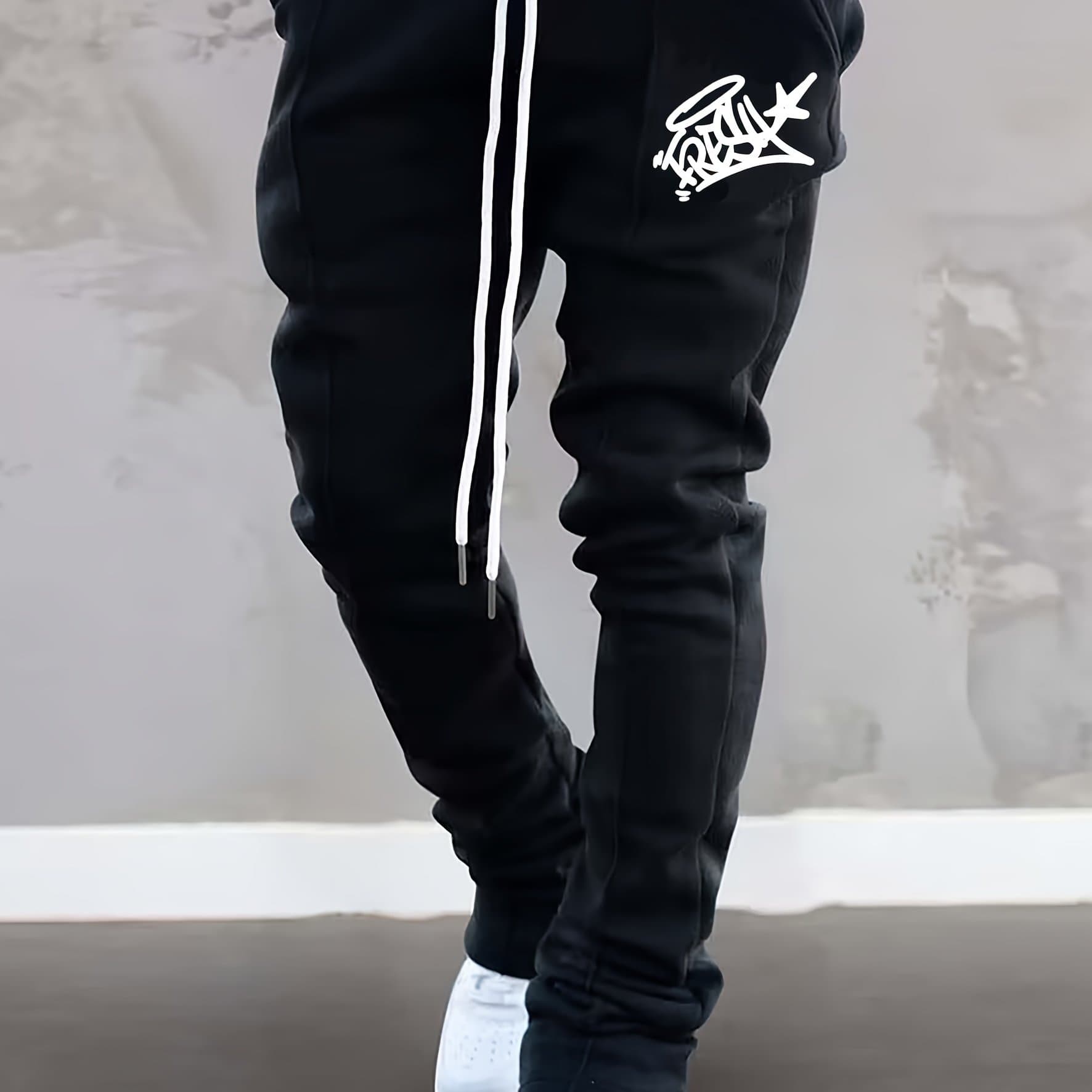 TEMU Casual Lightweight Breathable Men's Flared Pants, Popular Hip-hop Brand Trousers