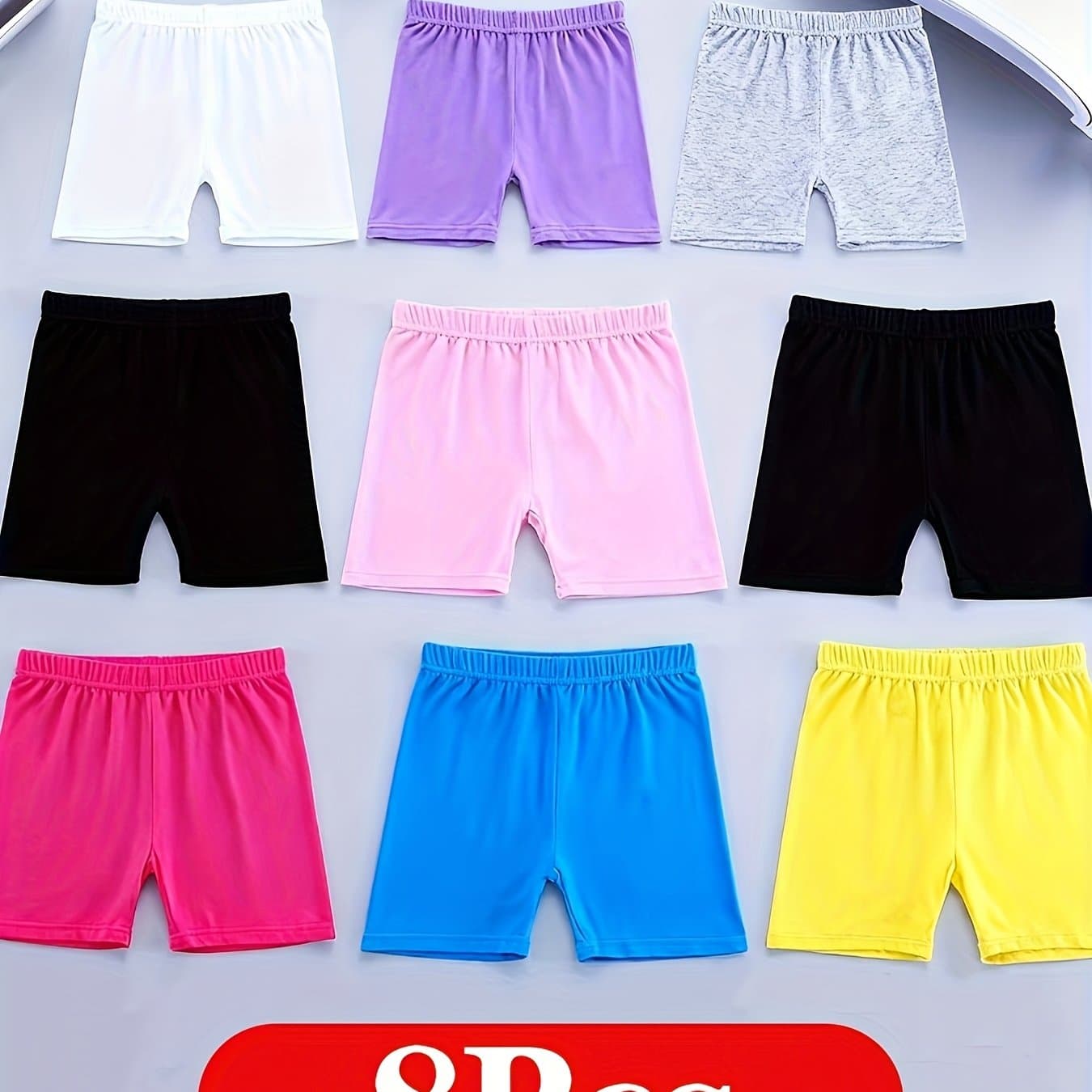 TEMU Random 8pcs Girls Elastic Comfy Shorts, Summer Thin Pants & Leggings, Toddler Bike Shorts, Biker Shorts, , Skinny Fit, Wear, Dance Shorts, Clothing | Design | Stretchy