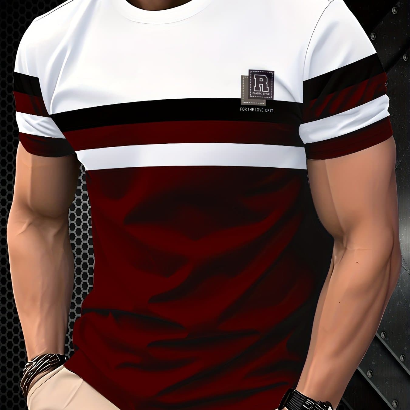 TEMU Striped Breathable Quick-dry Fabric Men's T-shirt