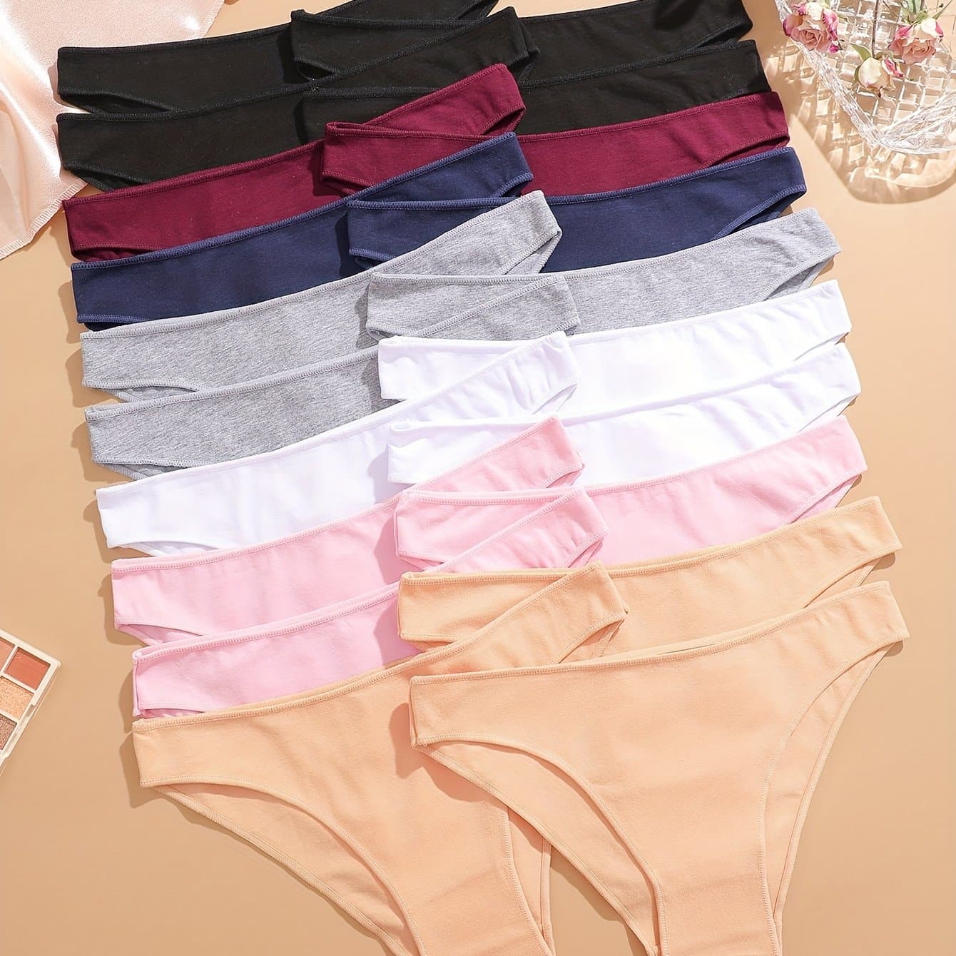 TEMU 20pcs Set Of Solid Underwear, Fashionable, Comfortable, Soft And Elastic Underwear, Suitable For Daily Commuting, Women's Underwear And Underwear