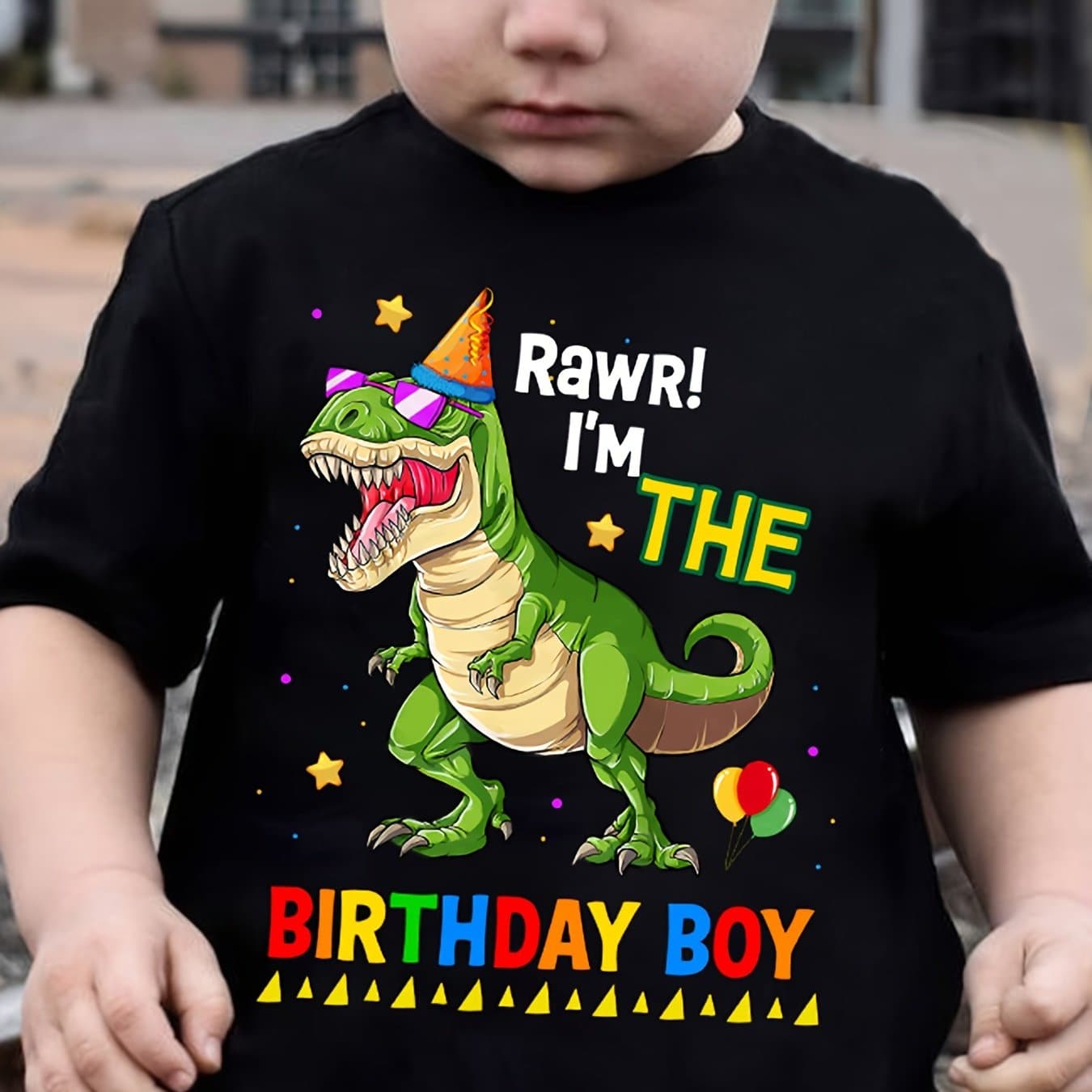 TEMU I'm The Birthday... & Dinosaur Print 100% T-shirt