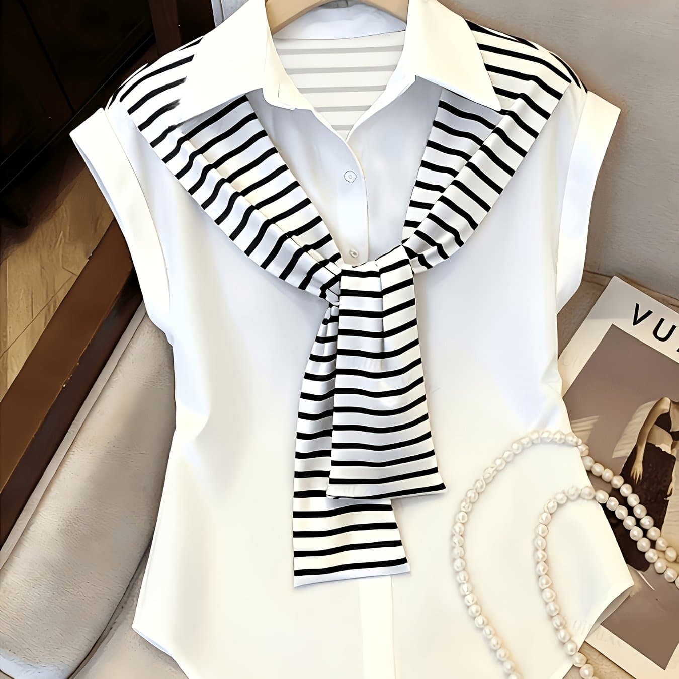 TEMU Women's Elegant Casual Striped Shirt