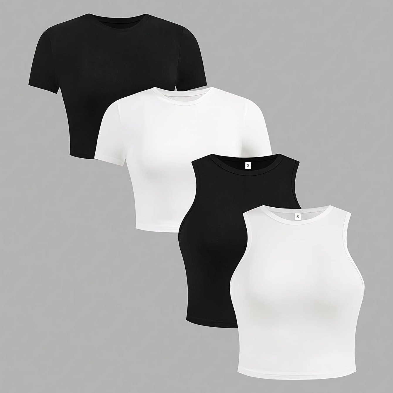 TEMU Women's Vest Clothing Women's Short Sleeve T-shirt Slim 4pcs Set