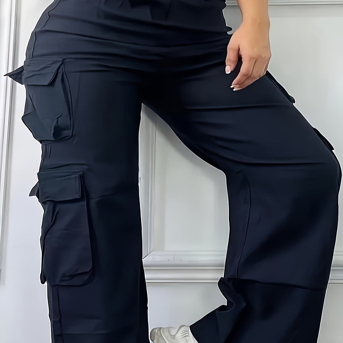 TEMU Plus Size, Oversized Cargo Pants - Loose Fit Multi-pocket Pants Suitable For Travel, Outdoor & Daily Use - Machine Washable Straight- Casual Trousers With Utility Pockets