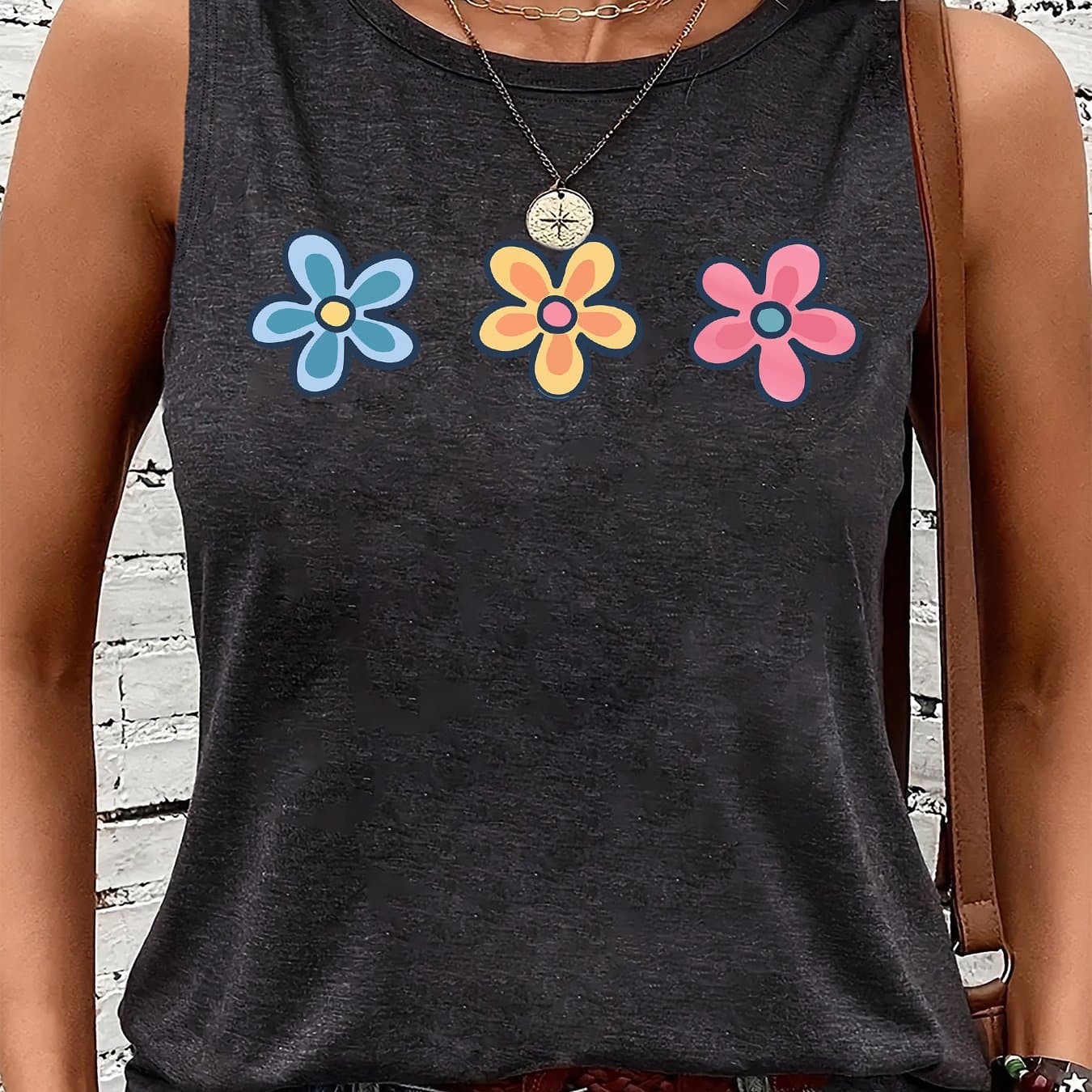 TEMU Graphic Print Tank Top, Sleeveless Casual Top For Summer & Spring, Women's Clothing thumbnail 2