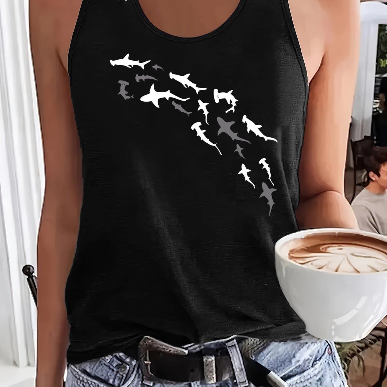 TEMU Graphic Print Tank Top, Sleeveless Casual Top For Summer And Spring, Women's Clothing thumbnail 6