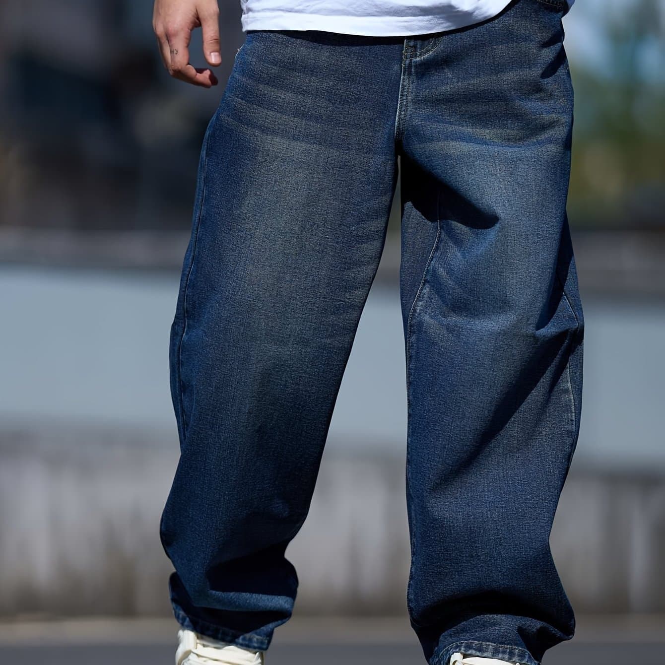 TEMU Men's New Versatile Loose-fitting Wide-leg Washed Casual Straight Pants From American