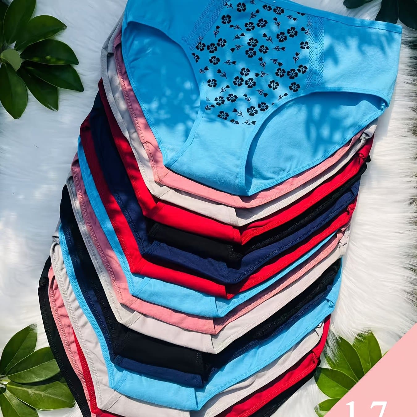 TEMU 17pcs/lot Women's Comfortable Floral Print Bikini Panties Breathable Lifting Plus Size Large Panty Woman Briefs Knickers Lingerie Underwear( Color Random Delivery)