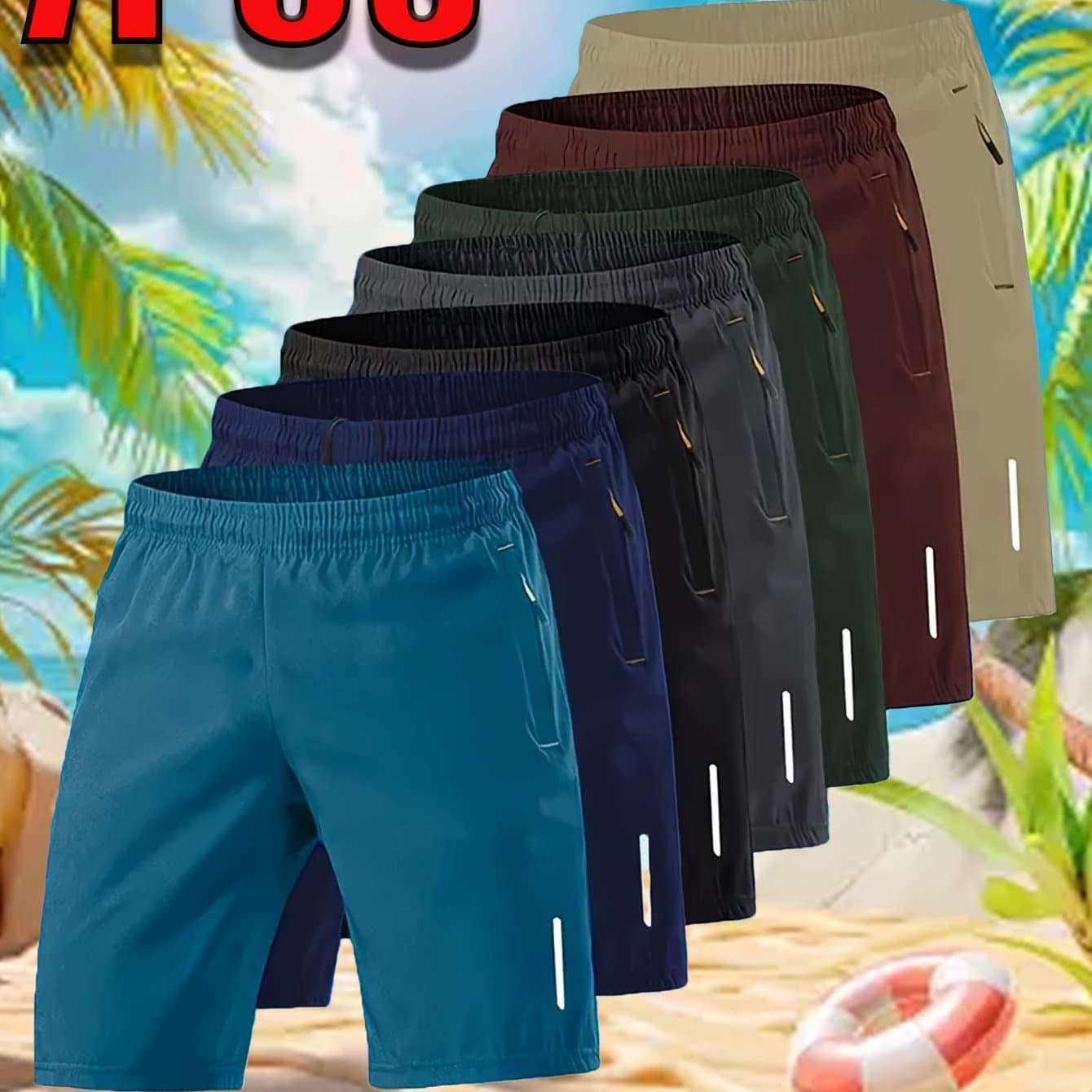TEMU 7pcs. New Style Summer Bermuda Shorts For Men And Women, Fashionable And Cool. Made Of Comfortable Fabric. Suitable For Daily Life, Work, Running And Casual Wear.