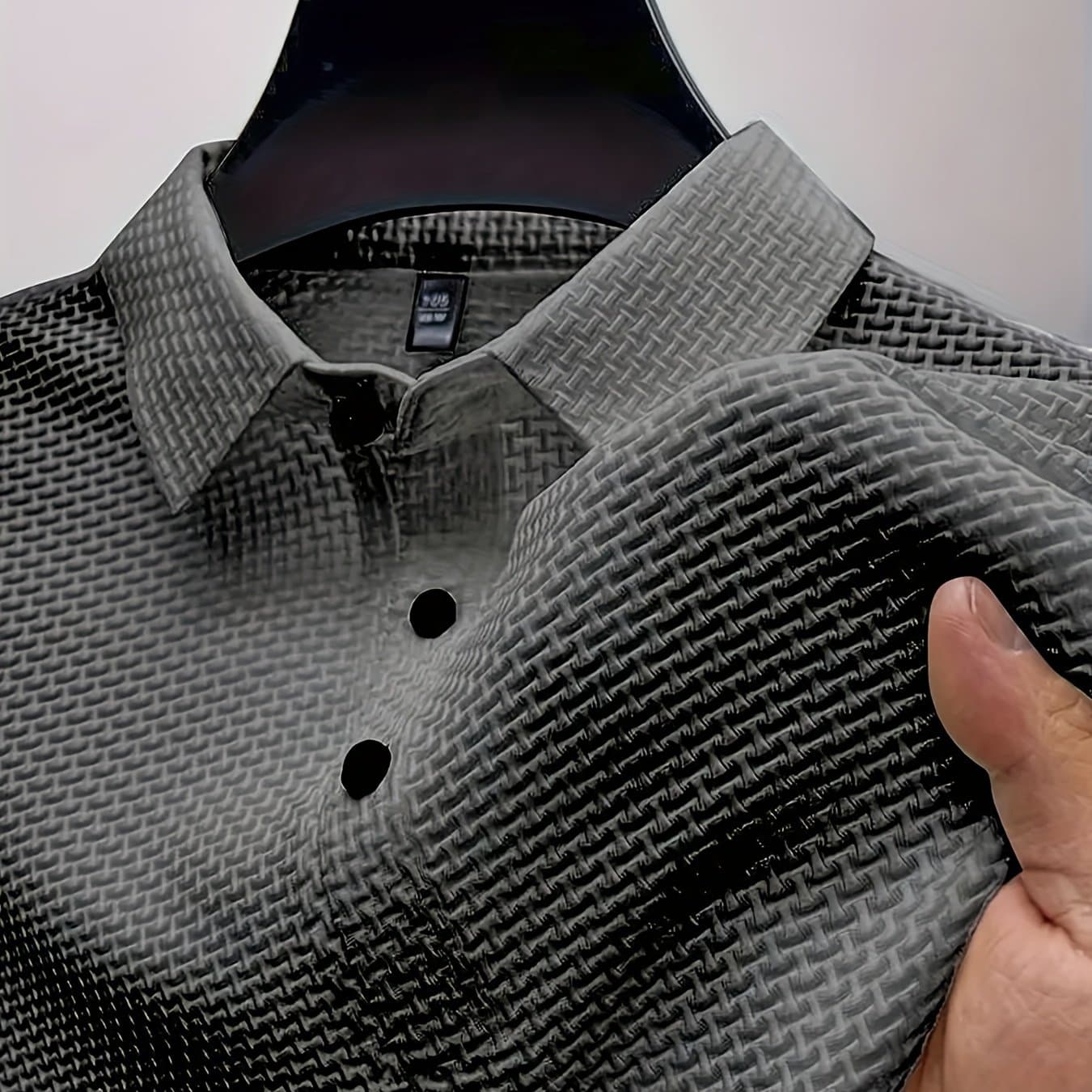 TEMU Men's Ice Silky Elastic Solid Short Sleeved Lapel Golf Shirt, Summer Outdoor Cool Shirt T-shirt, Men's Gift