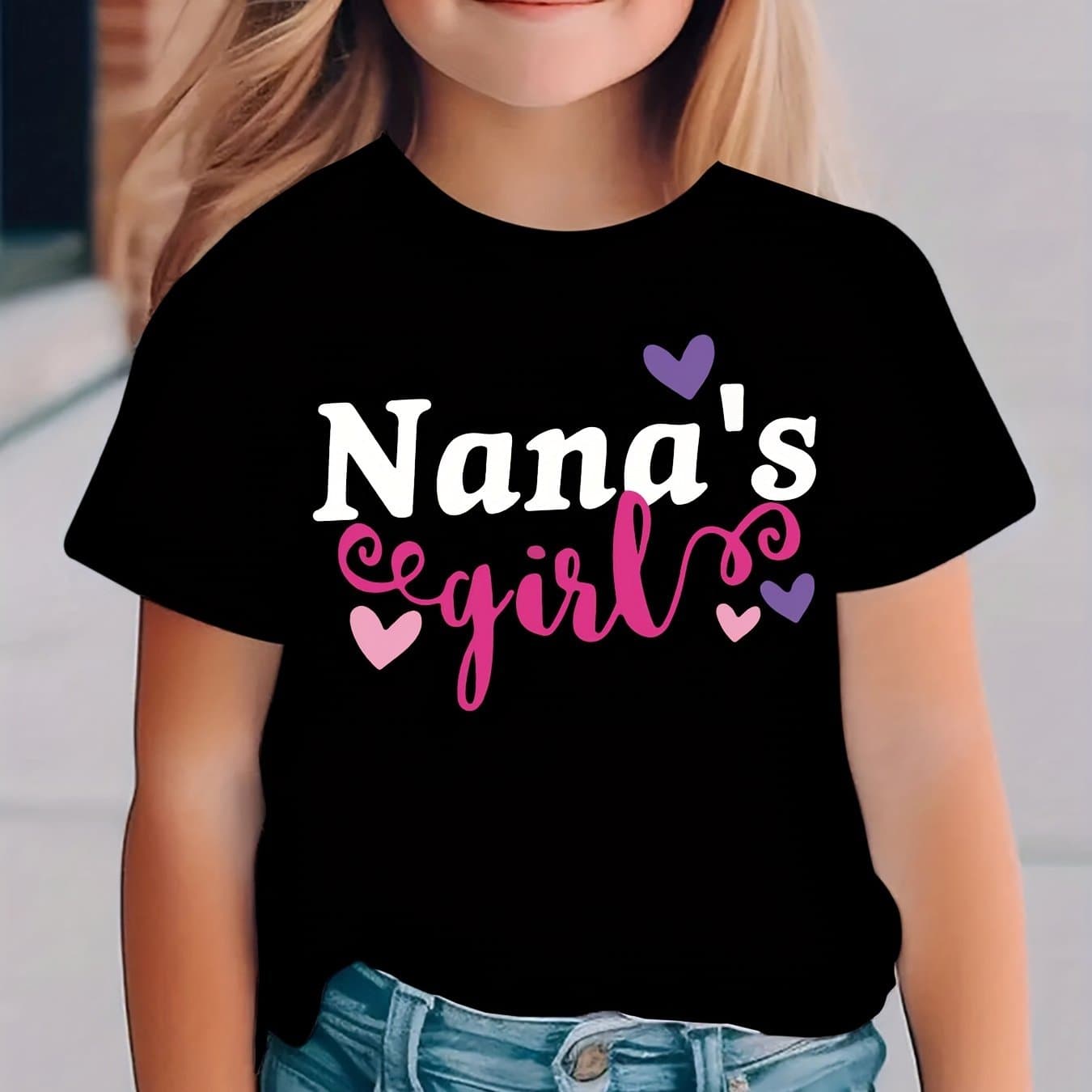 TEMU Girls Graphic Tee With Short Sleeves For A Comfortable Summer Outfit