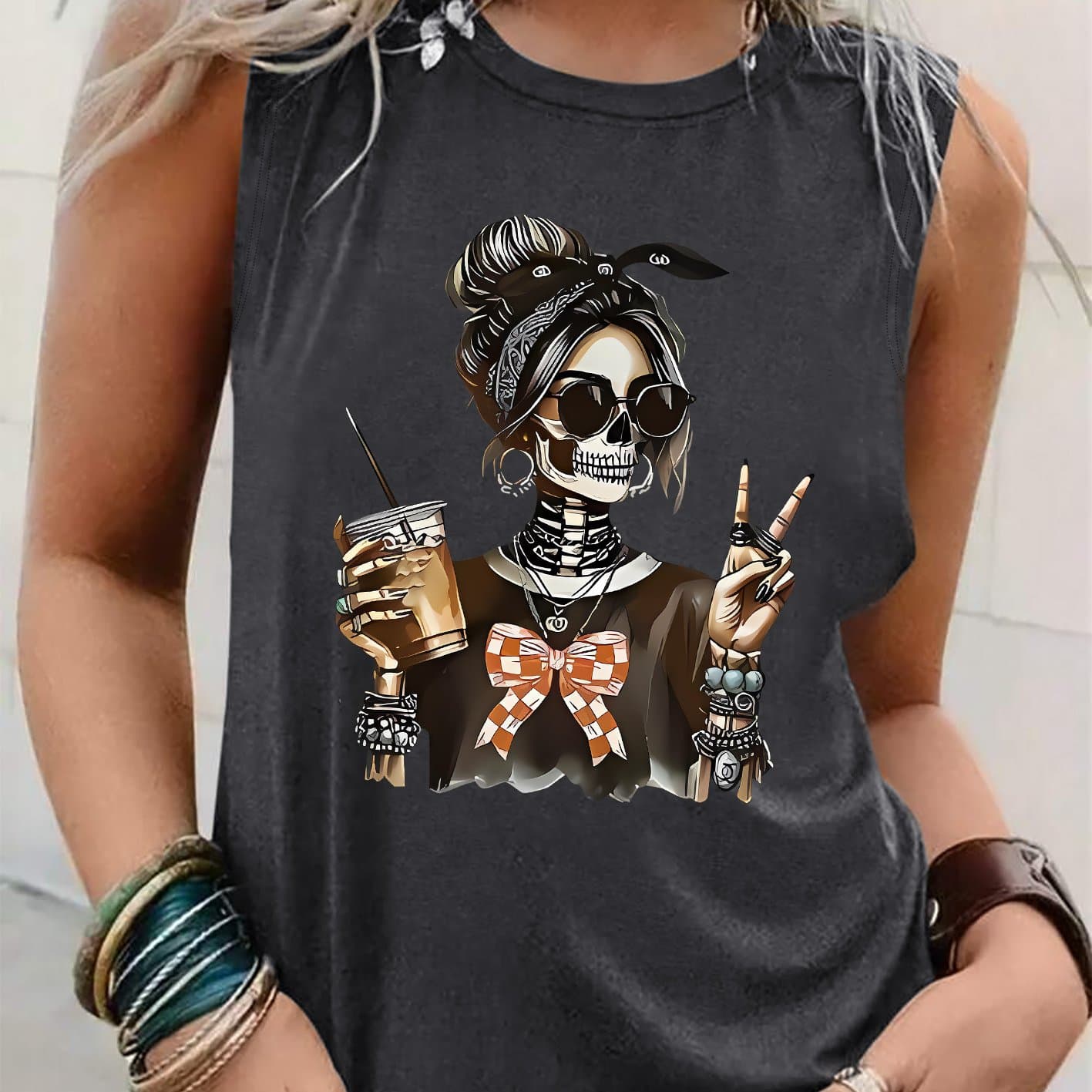 TEMU Graphic Print Tank Top, Sleeveless Casual Top For Summer And Spring, Women's Clothing thumbnail 12