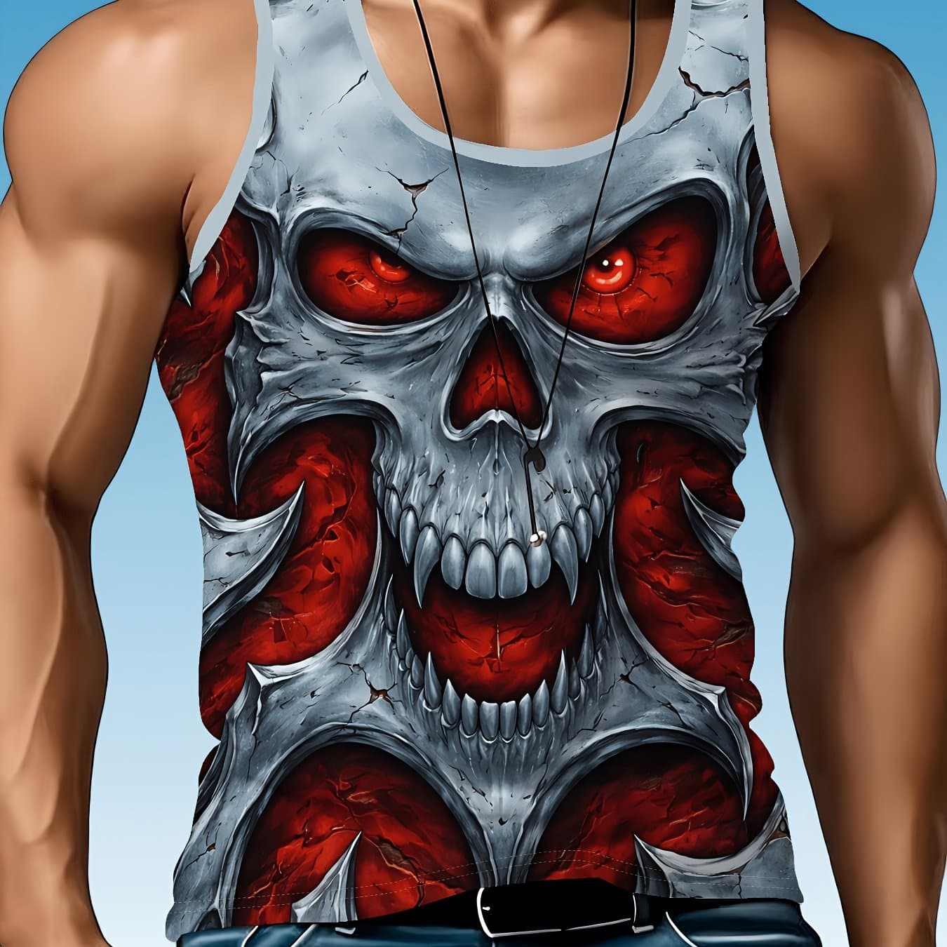 TEMU Men's Loose- Tank Top, Summer Fitness Sleeveless T-shirt, Printed Vest