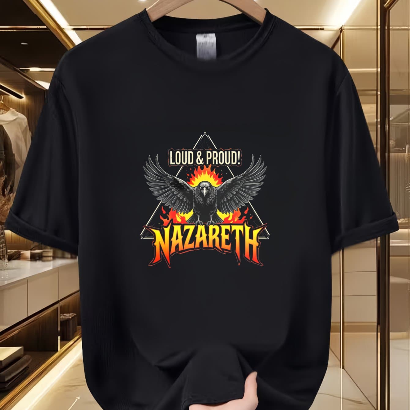 TEMU Eagle With Flames And Text, Men's T-shirt, Rock Band , Casual Wear For Summer, Gift For Music Lovers