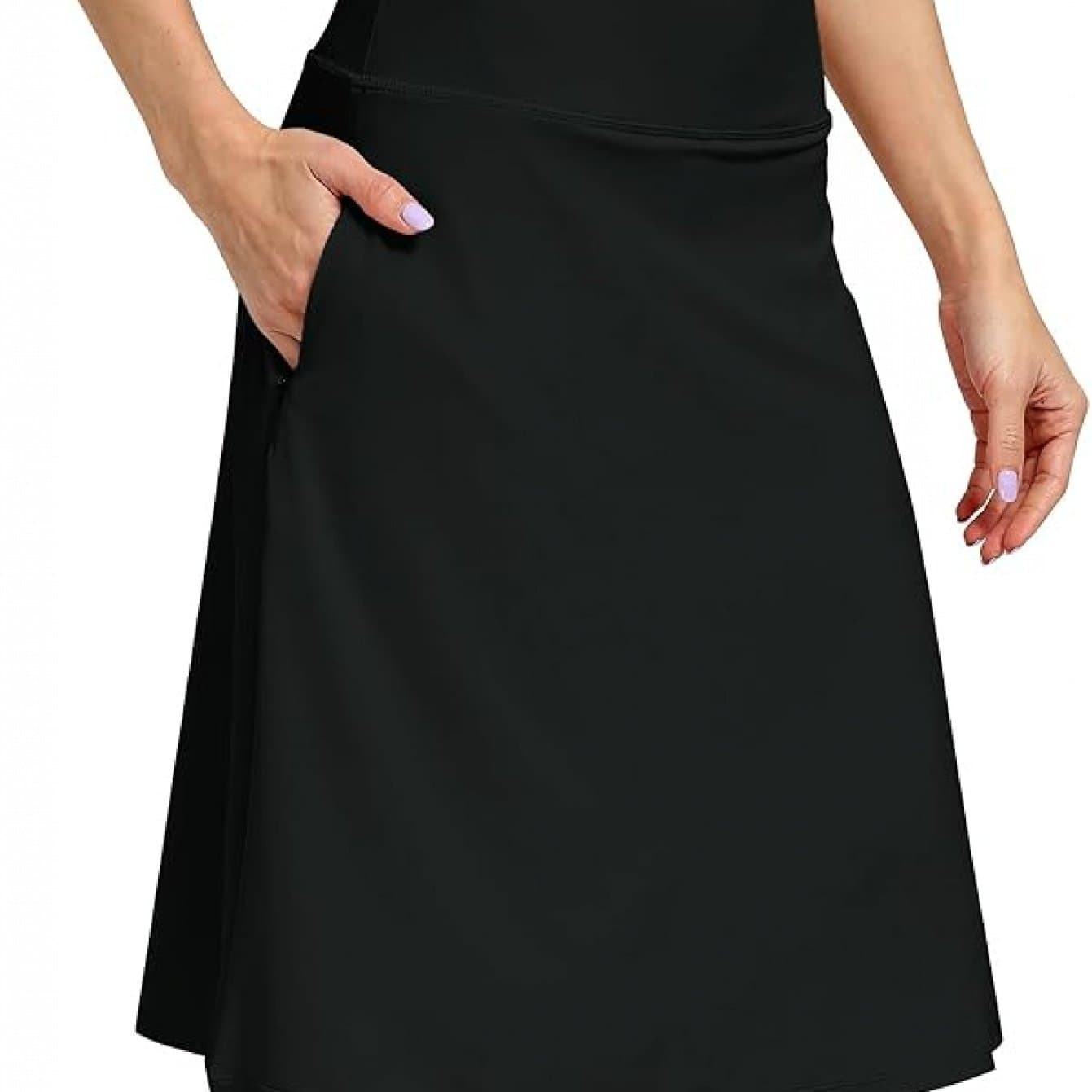 TEMU Scacto Women'-ready Midi Skirt - Built-in Shorts, Hidden Drawstring, Zippered Pockets, Business Casual Faldas De Mujer Skorts For Women With Pockets Skorts For Women