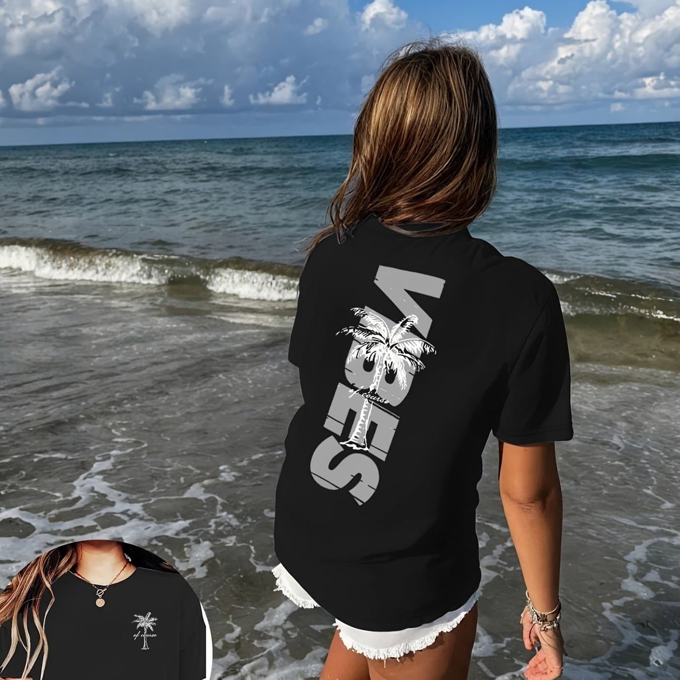 TEMU Plus Size Graphic Print T-shirt, Short Sleeve Crew Neck Casual Top For Summer & Spring, Women's Plus Size Clothing