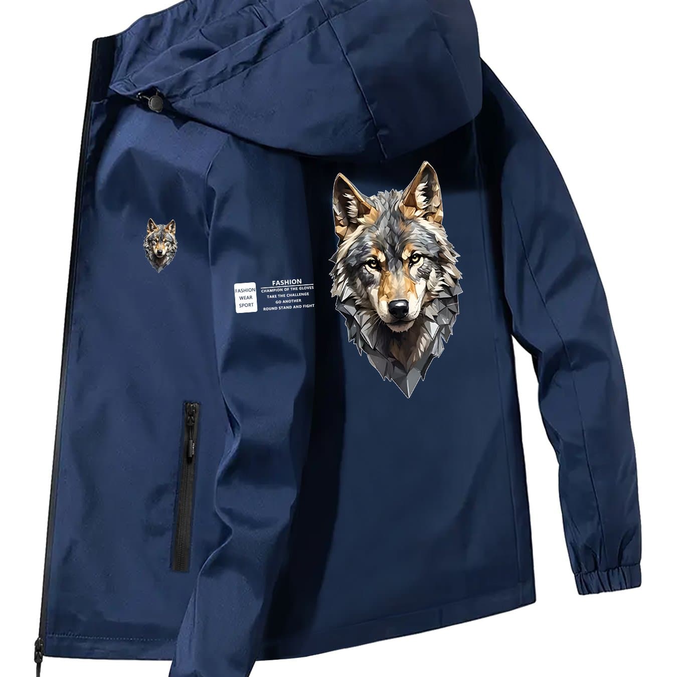 TEMU Outdoor Hiking Jacket With Wolf , Lightweight Durable Fabric, Windbreaker For Trekking And Mountaineering
