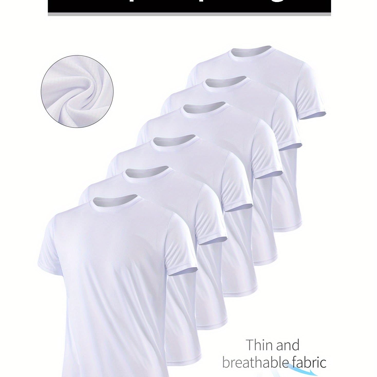 TEMU 6pcs Set Of Men's Athletic Shirts, Lightweight Breathable Quick-dry Fashion Casual Gym Outfit Running T-shirt Ultra-thin