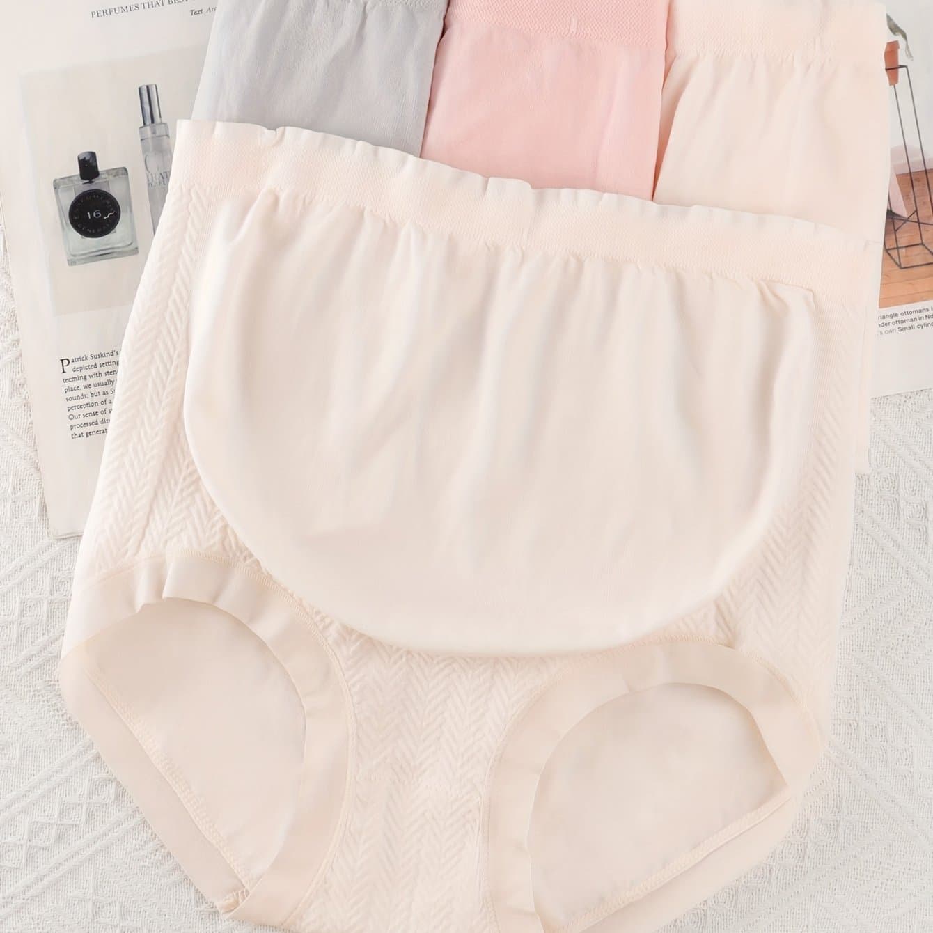 TEMU High-waist Maternity Panties For Second And Third , Tummy Control Seamless Women's Briefs