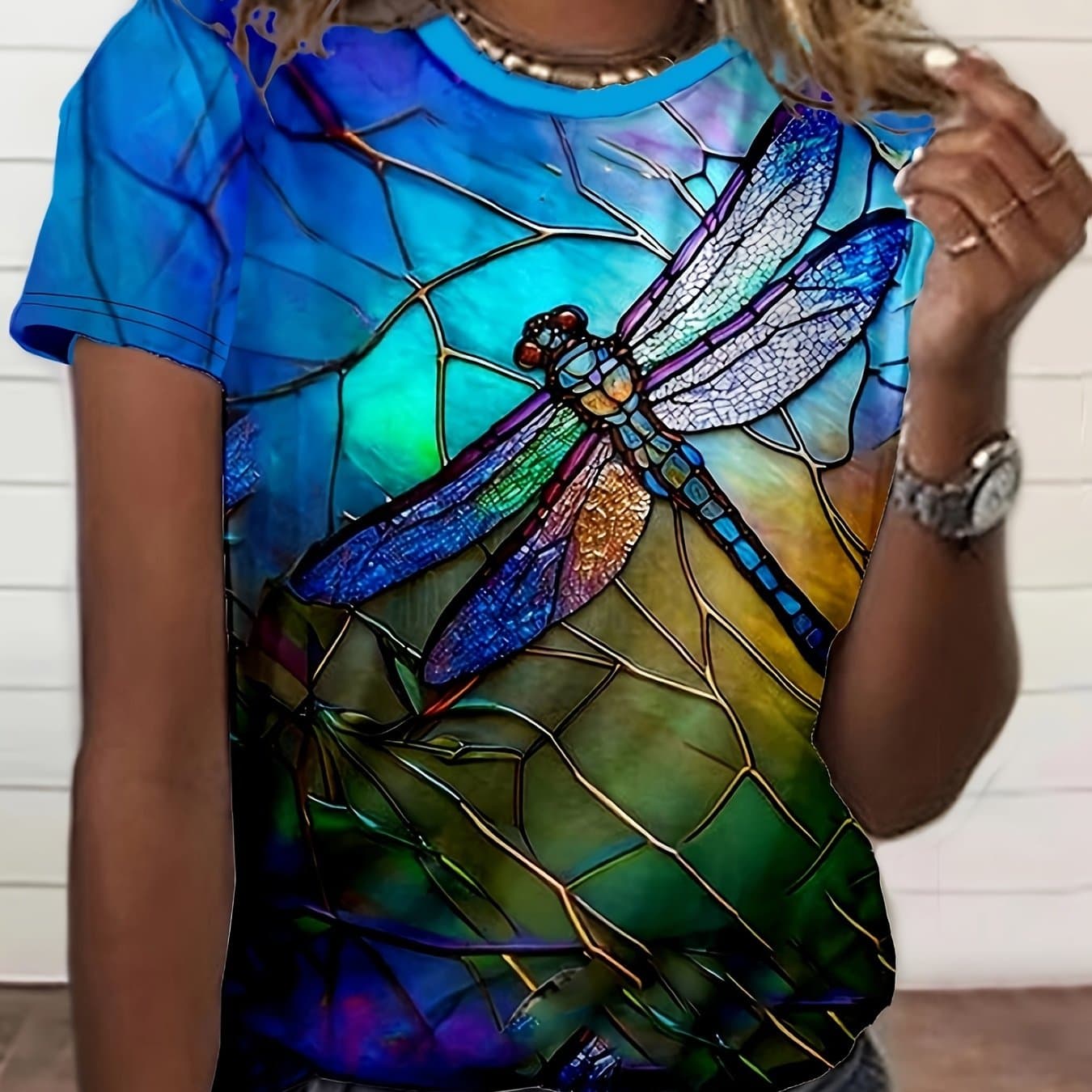 TEMU Graphic Print T-shirt, Short Sleeve Crew Neck Casual Top For Summer & Spring, Women's Clothing