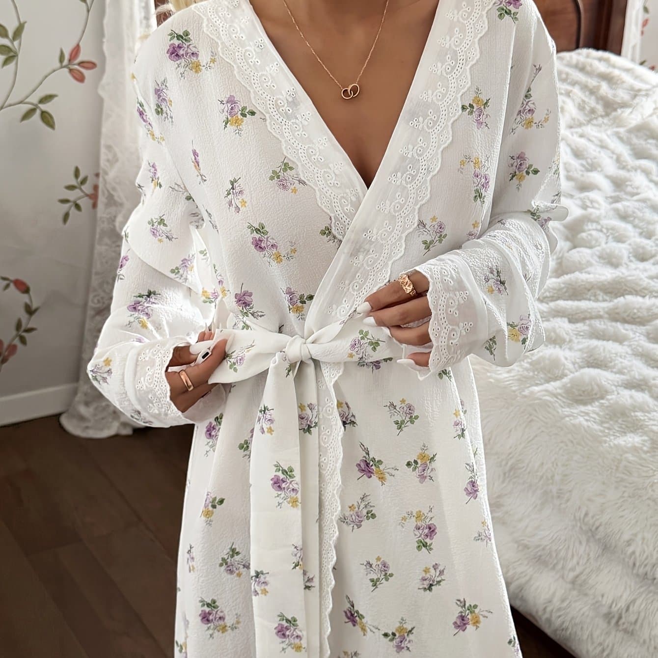 TEMU Women's And Summer Pajamas, Long Bathrobe, Loose Wear Robe