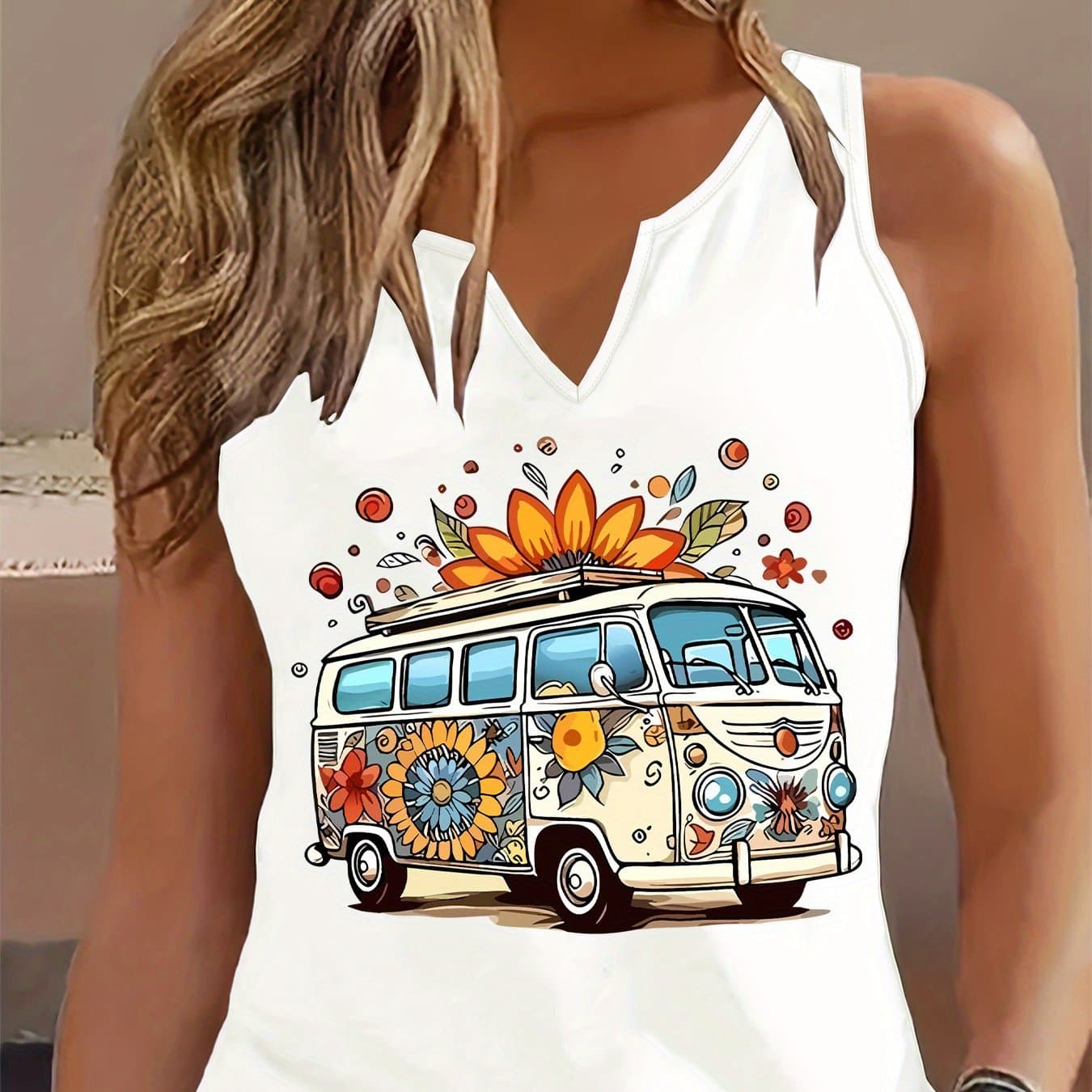 TEMU Graphic Print Tank Top, Sleeveless Casual Top For Summer & Spring, Women's Clothing